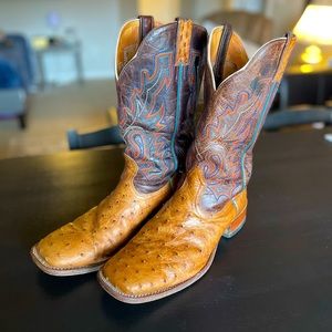 Men’s Boulet Double Stitch Square Toe Full-Quill Ostrich.  Size 9.5D